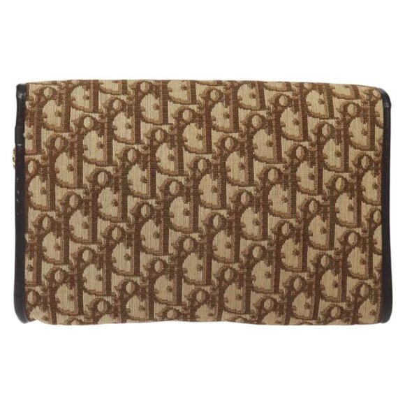 Christian Dior Trotter Canvas Chain Shoulder Bag Brown Gold Auth - Picture 8 of 14